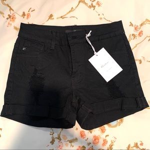 High waist black jean shorts